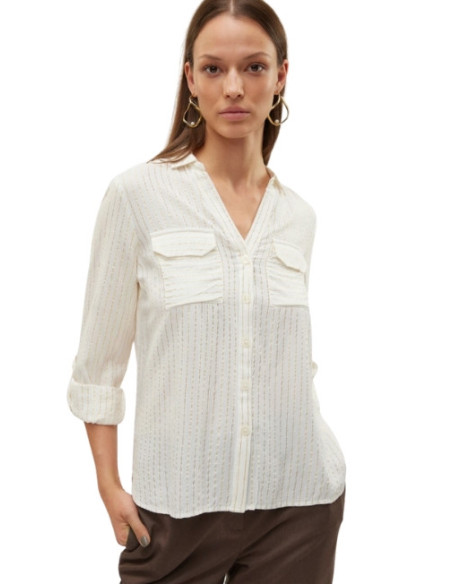 Camicia rigata glitter bianco oro donna Vero Moda