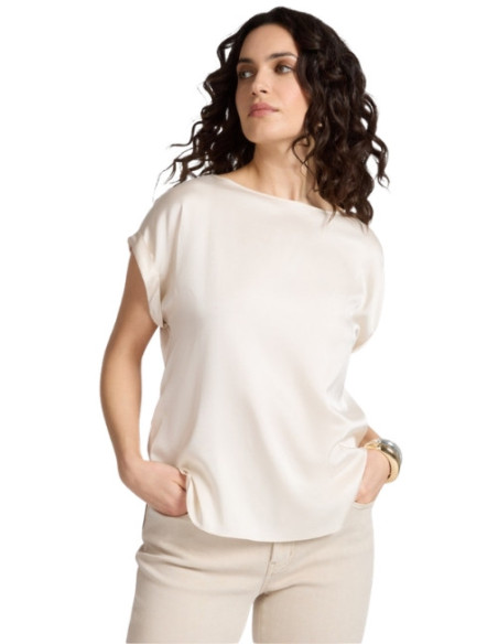 Blusa Viscosa Donna Satin | Manica Corta Elegante