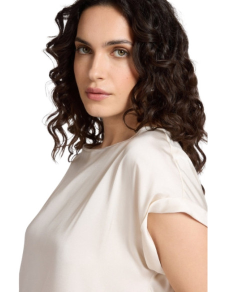 Blusa Viscosa Donna Satin | Manica Corta Elegante