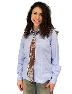 Camicia Gessata Donna con Foulard | Azzurra Elegante