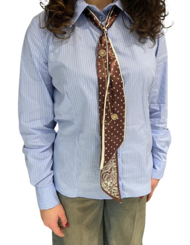 Camicia Gessata Donna con Foulard | Azzurra Elegante