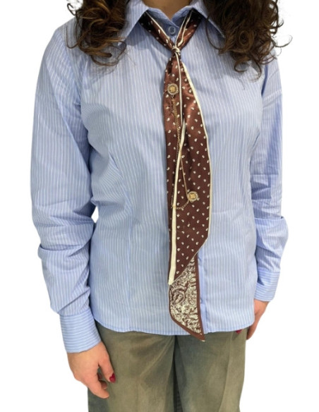 Camicia Gessata Donna con Foulard | Azzurra Elegante