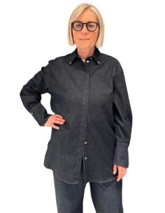 Camicia Denim Donna Scura | Jeans con Dettagli Colletto