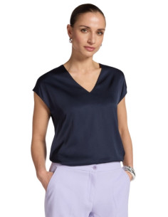 Blusa Blu Donna Scollo a V | Elegante Satin Fluida