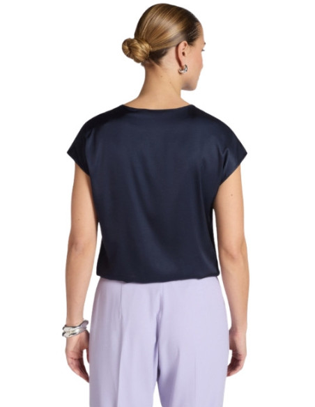 Blusa Blu Donna Scollo a V | Elegante Satin Fluida