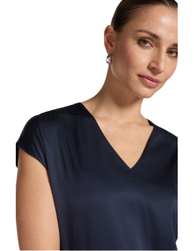 Blusa Blu Donna Scollo a V | Elegante Satin Fluida