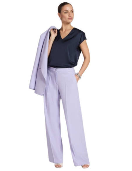 Blusa Blu Donna Scollo a V | Elegante Satin Fluida