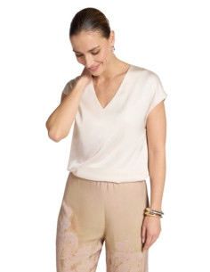 Blusa Donna Latte Satin | Scollo a V Elegante