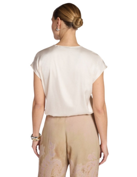 Blusa Donna Latte Satin | Scollo a V Elegante