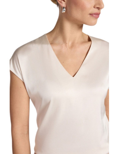 Blusa Donna Latte Satin | Scollo a V Elegante