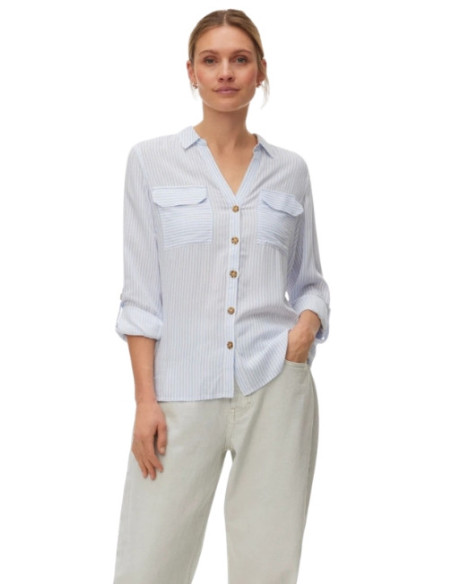 Camicia rigata indaco con bottoni tartarugati Vero Moda