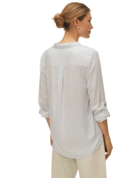 Camicia rigata indaco con bottoni tartarugati Vero Moda