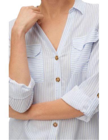 Camicia rigata indaco con bottoni tartarugati Vero Moda