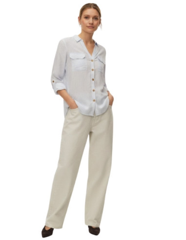 Camicia rigata indaco con bottoni tartarugati Vero Moda