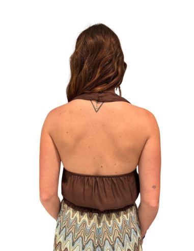 Top Crop Satinato Donna