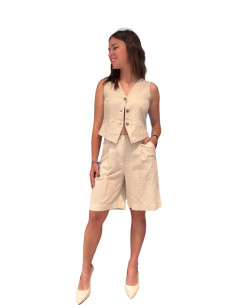 Gilet Elegante in Misto Lino Beige