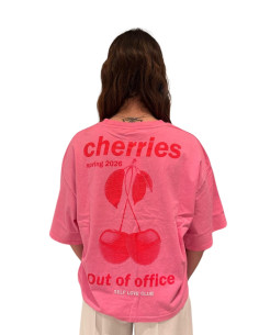 T-Shirt Oversize Stampa Ciliegie