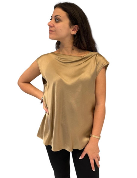 Top smanicato scollo a V sul retro