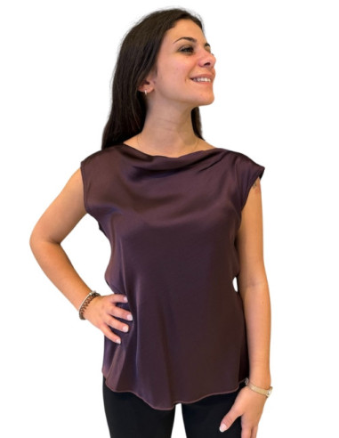Top Effetto Satin con Scollo sul Retro Motel