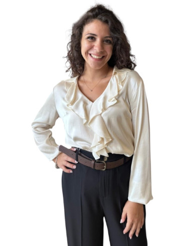 Blusa manica lunga rouche avanti