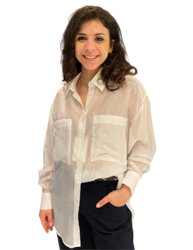 Camicia Over Bianca con Taschine Motel