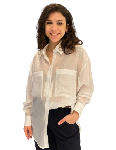 Camicia Over Bianca con Taschine Motel