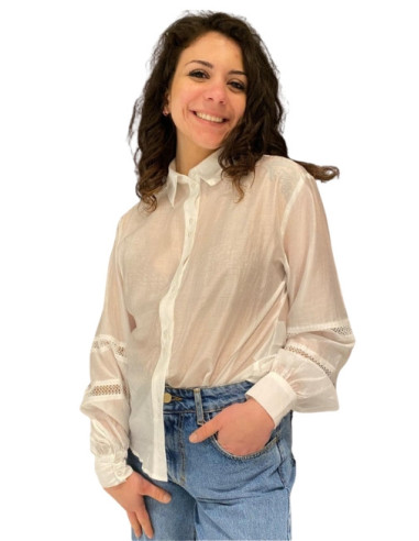 Camicia in Tulle Bianca con Manica Ampia Vero Moda