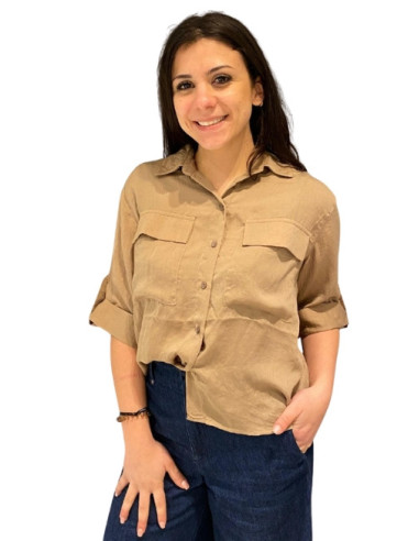 Camicia 3/4 con Taschine Sabbia Vero Moda