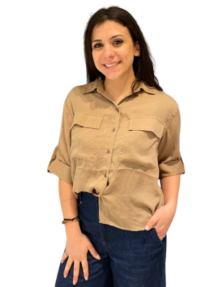 Camicia 3/4 con Taschine Sabbia Vero Moda