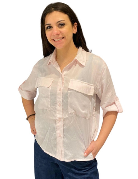 Camicia Rosa con Taschine e Manica 3/4 - Vero Moda