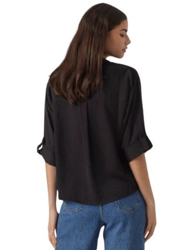 Camicia Nera con Taschine e Manica 3/4 Vero Moda
