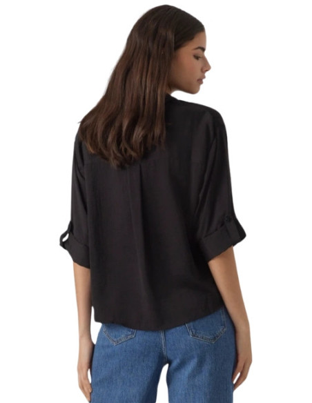 Camicia Nera con Taschine e Manica 3/4 Vero Moda