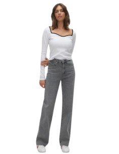 Jeans Wide Leg Grigio Denim