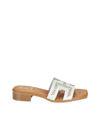 Ciabattina ad H in Pelle Traforata Bianco OH MY SANDALS! OMS5882