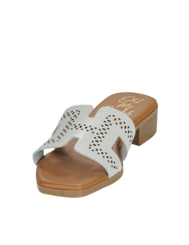 Ciabattina ad H in Pelle Traforata Bianco OH MY SANDALS! OMS5882