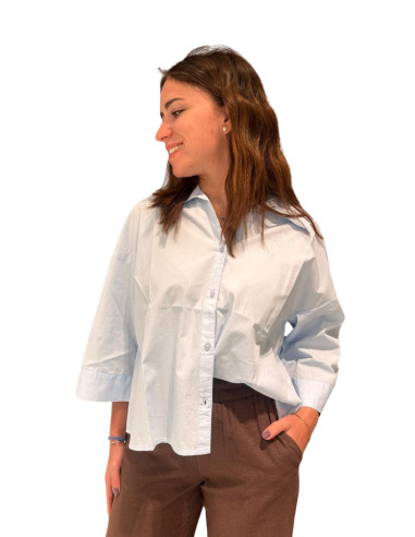 Camicia Crop Donna Celeste
