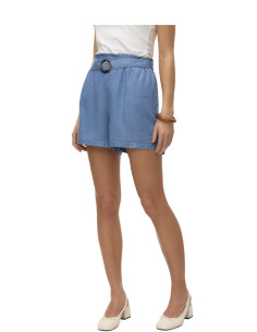 Pantaloncino paperbag con cinta MEDIUM BLU DENIM