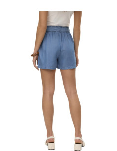 Pantaloncino paperbag con cinta MEDIUM BLU DENIM