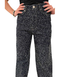Jeans wide fit full strass