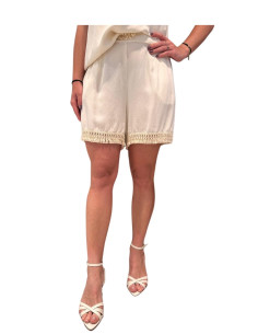 Shorts Donna con Frangia Latte Zahjr