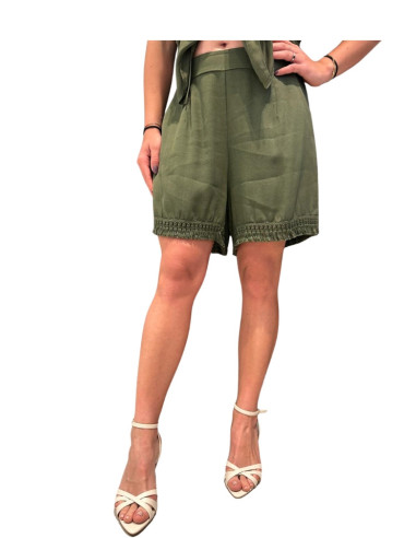 Shorts Donna con Frangia Verde Militare ZAHJR