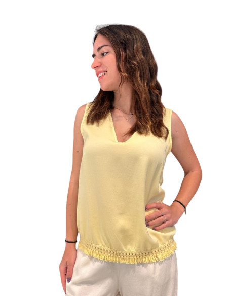 Canotta con Frangia sul Fondo Gialla Zahjr | Glamour Shop