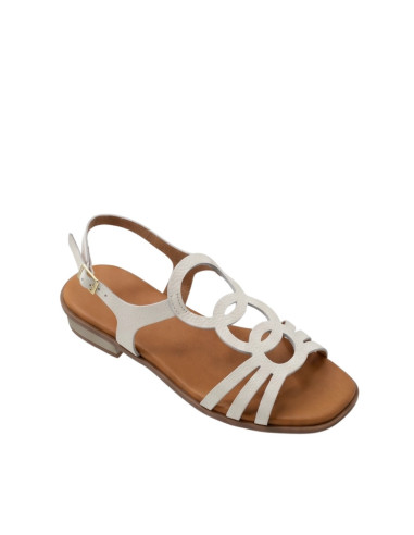 Sandalo Basso Pelle Bianca laserata cerchi | Oh My Sandals!
