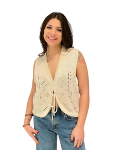 Gilet traforato fiocco LATTE