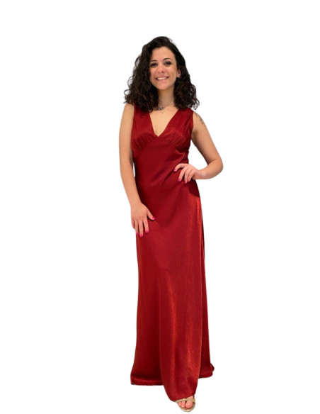 Abito Lungo Satin Vino Zahjr | Glamour Shop