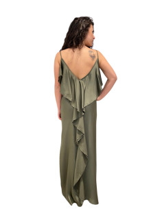 Abito lungo scollo a cascata MILITARE