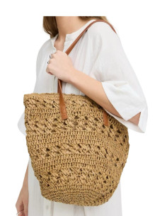 Borsa Shopper in rafia Intrecciata con Manici Strutturati...
