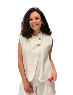 Gilet Coreano Asimmetrico Bianco Donna Zahjr