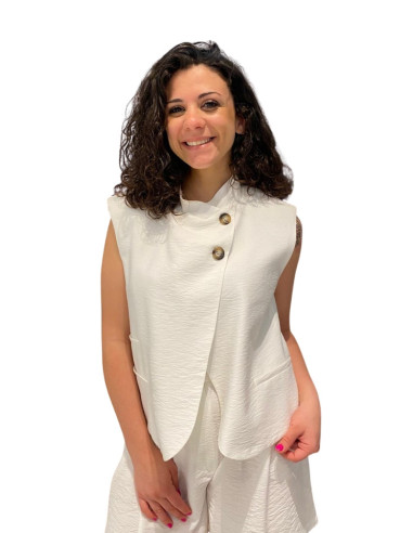 Gilet Coreano Asimmetrico Bianco Donna Zahjr