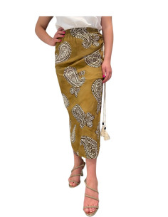 Gonna Midi Donna Fantasia Paisley Senape Two Way